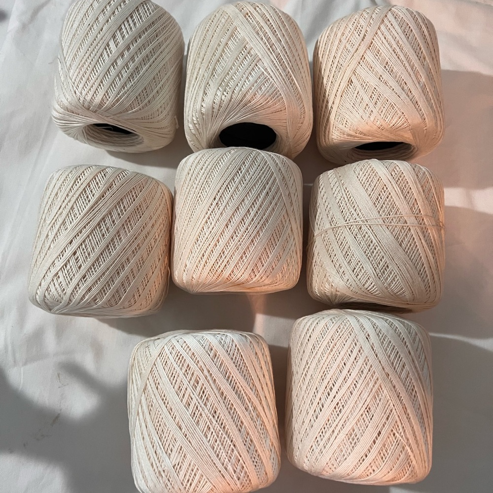 NWOT South Maid Cotton Mercerized Color WHITEYarn Crochet Lot Of 8